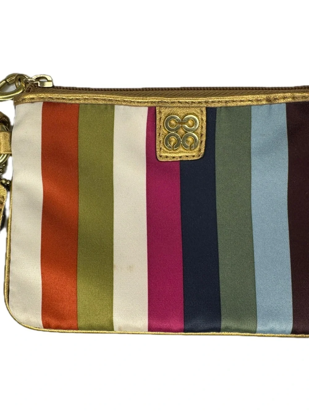 Coach Legacy Stripe 65th Anniversary Satin Wristlet